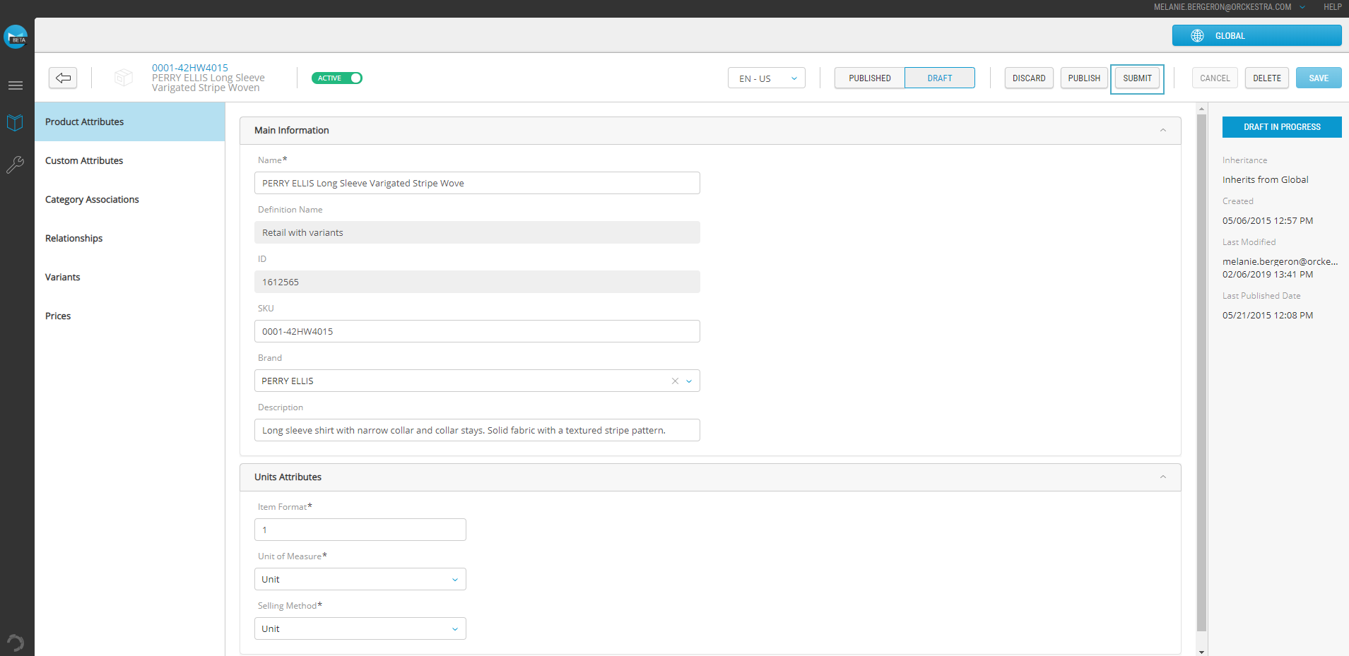 Product draft ready to submit